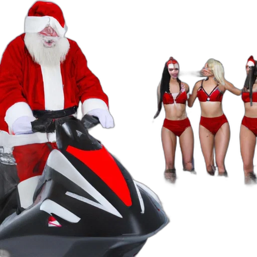 santa, rides, jet, ski transparent PNG cut-out