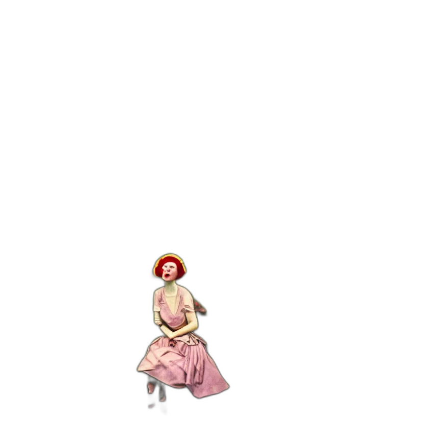 dress, hat, staff, creature transparent PNG cut-out