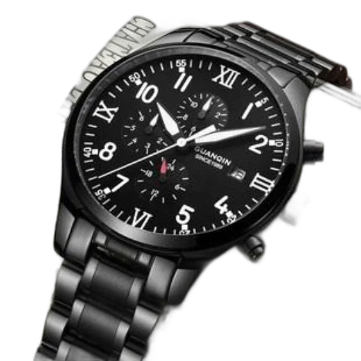 black, wristwatch, face, roman transparent PNG cut-out