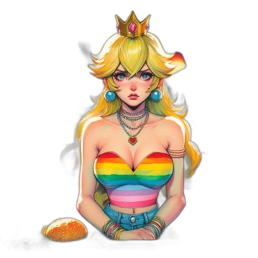 dress, crown, jewelry, pixel art transparent PNG cut-out