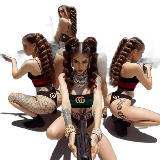 hair, jewelry, weapon, cyberpunk transparent PNG cut-out