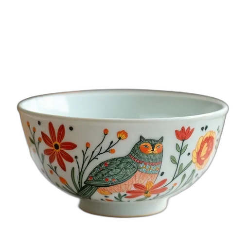 photorealistic, white, ceramic, bowl transparent PNG cut-out