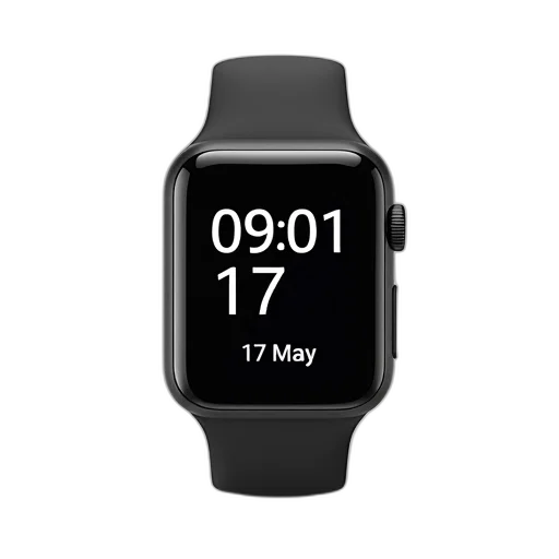 black, smartwatch, digital, display transparent PNG cut-out