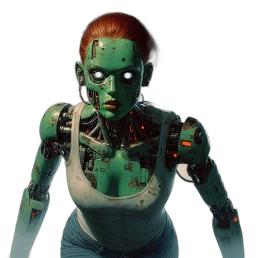 robot, face, concept art, cyberpunk transparent PNG cut-out