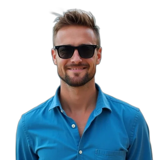 staff, jacket, face, hair transparent PNG cut-out