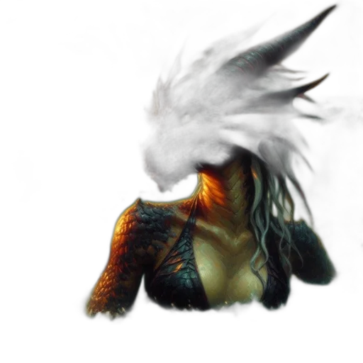 dragon, hair, creature, mask transparent PNG cut-out