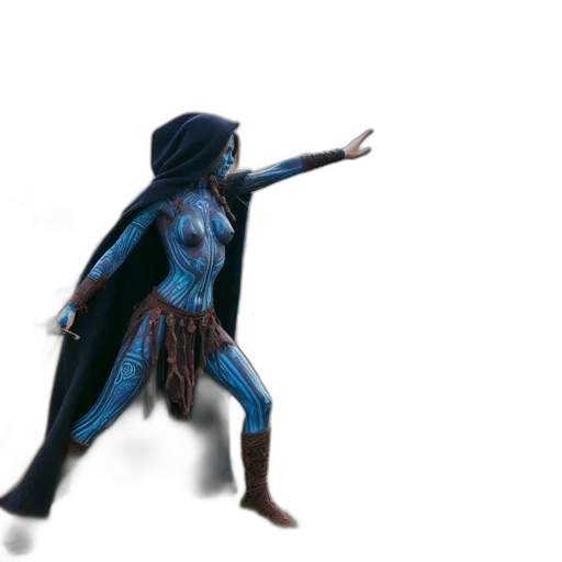 creature, dress, staff, robot transparent PNG cut-out