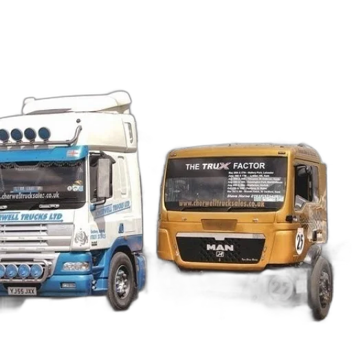3d render, photorealistic, two, trucks transparent PNG cut-out