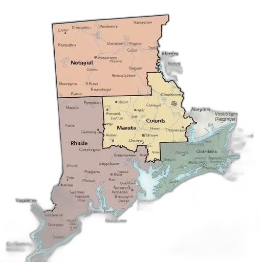 map, rhode, counties, located transparent PNG cut-out