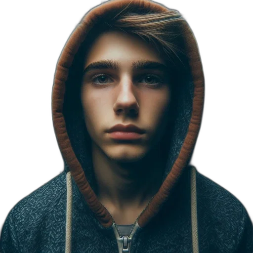 jacket, face, hair, hat transparent PNG cut-out