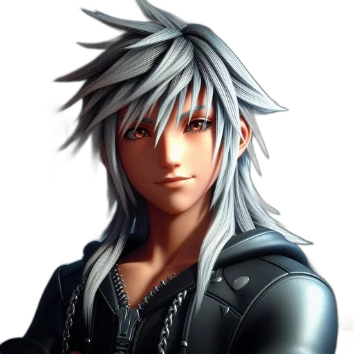 face, hair, jacket, 3d render transparent PNG cut-out