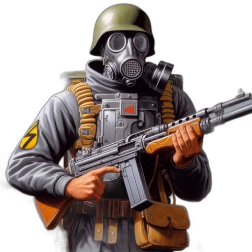 weapon, jacket, mask, staff transparent PNG cut-out