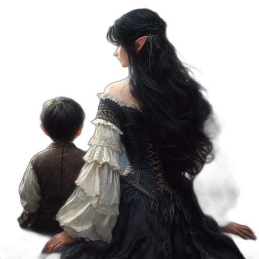 dress, hair, crown, oil painting transparent PNG cut-out