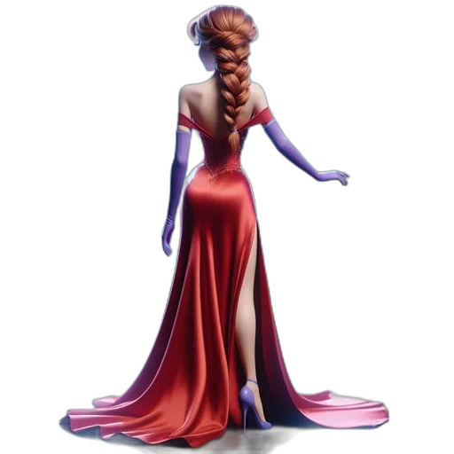 dress, hair, concept art, 3d render transparent PNG cut-out