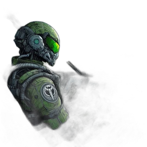 robot, weapon, mask, jacket transparent PNG cut-out