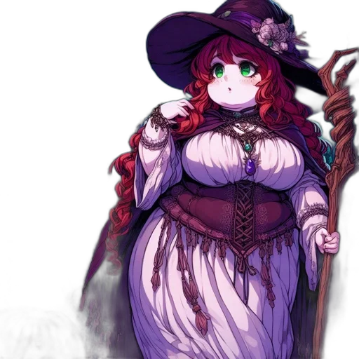dress, staff, hat, creature transparent PNG cut-out