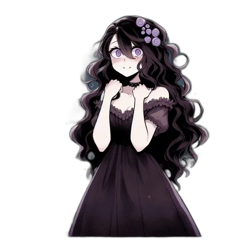 dress, flower, staff, hair transparent PNG cut-out