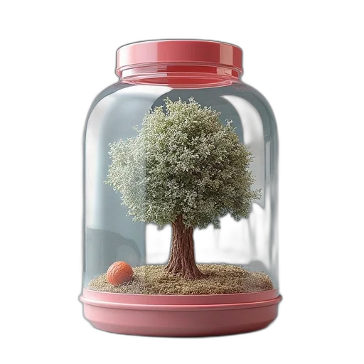 tree, bottle, 3d render, photorealistic transparent PNG cut-out