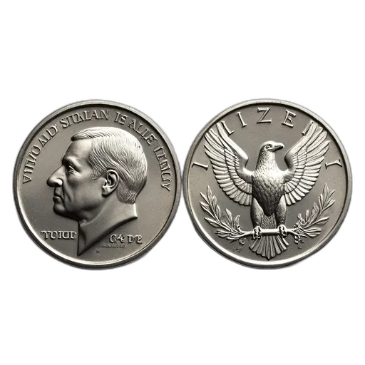 two, identical, silver, coins transparent PNG cut-out