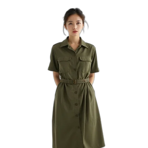 dress, jacket, green, earth tones transparent PNG cut-out