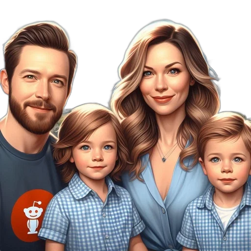 photorealistic, cartoon, concept art, family transparent PNG cut-out