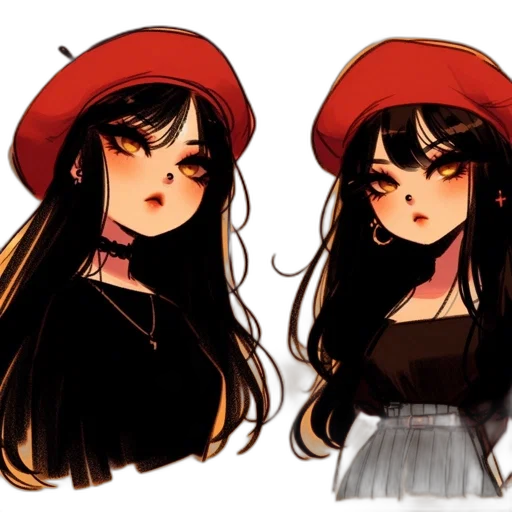 hat, concept art, anime, watercolor transparent PNG cut-out