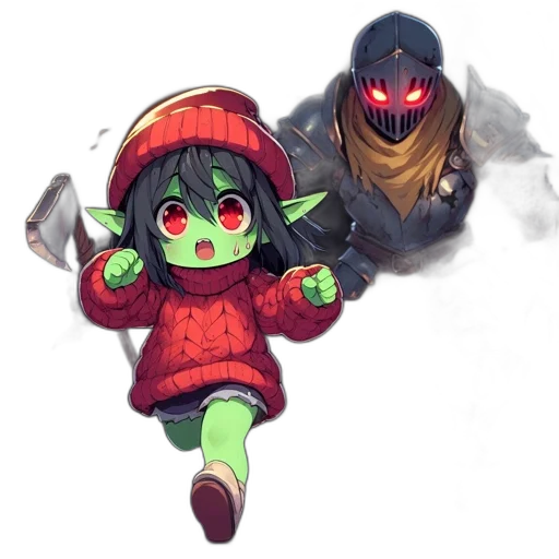 creature, hat, mask, staff transparent PNG cut-out