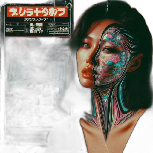 mask, cyberpunk, vaporwave, concept art transparent PNG cut-out