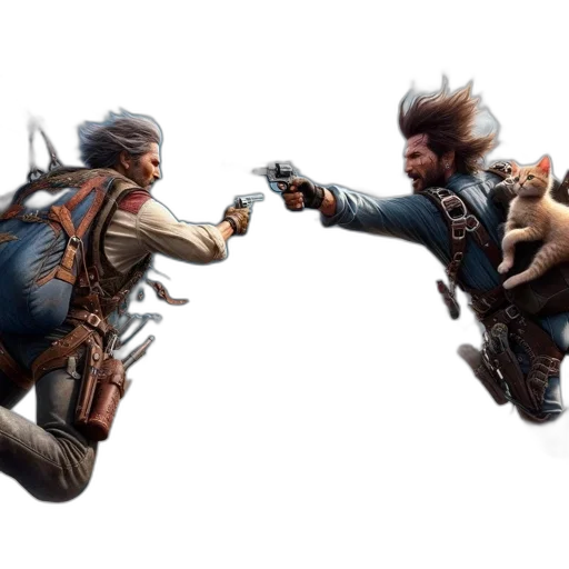 weapon, concept art, 3d render, two transparent PNG cut-out