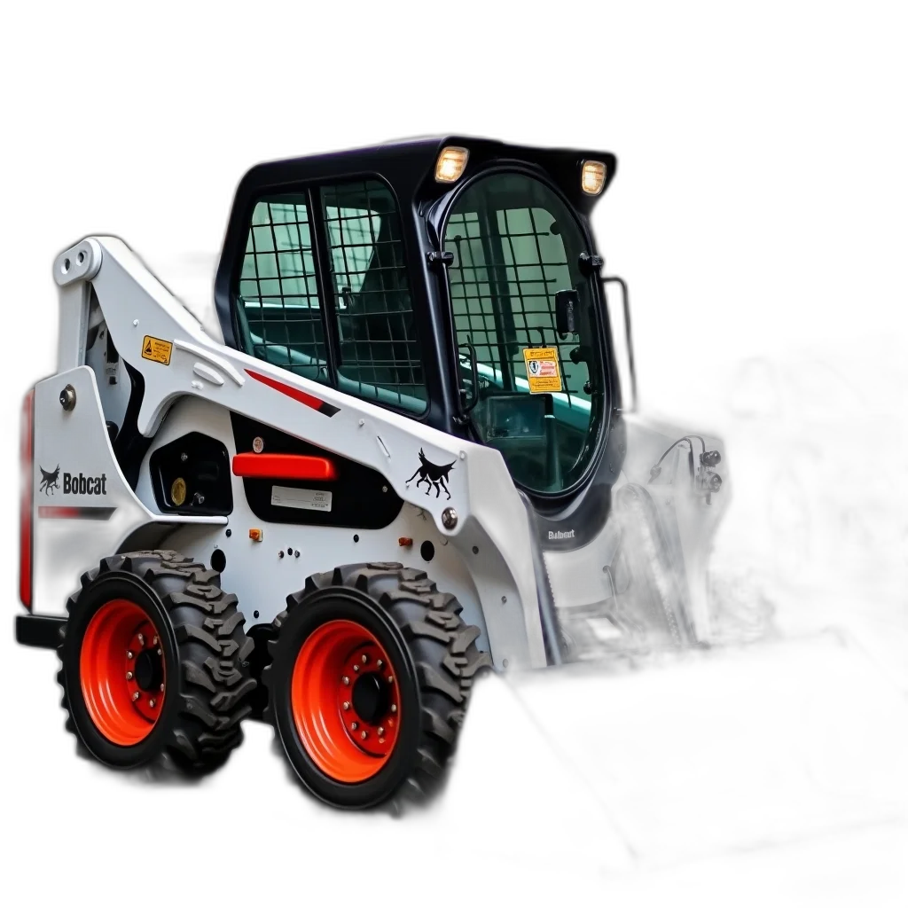 3d render, white, bobcat, skid-steer transparent PNG cut-out