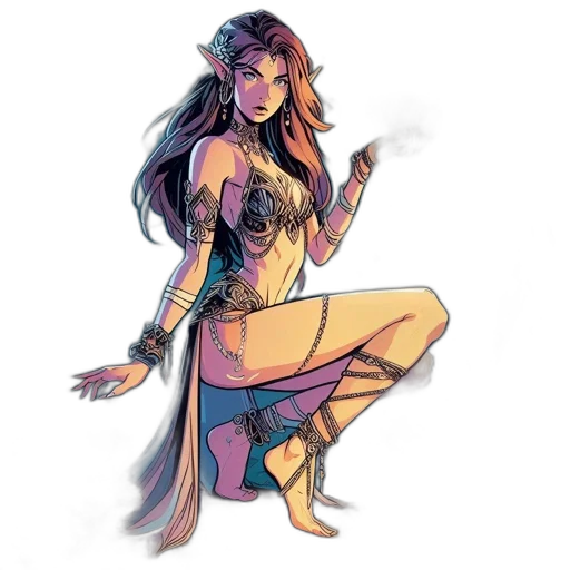 comic book art, concept art, fantasy art, watercolor transparent PNG cut-out