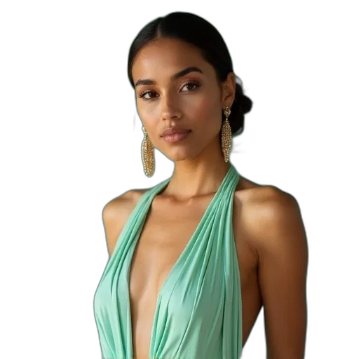 dress, jewelry, green, earth tones transparent PNG cut-out