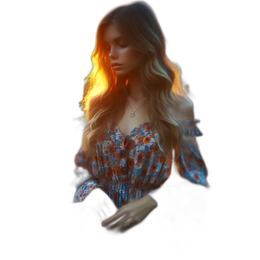dress, jacket, hair, face transparent PNG cut-out