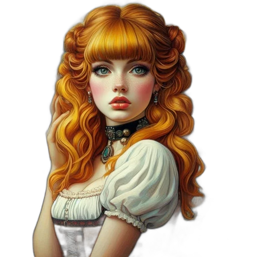 dress, face, hair, fantasy art transparent PNG cut-out