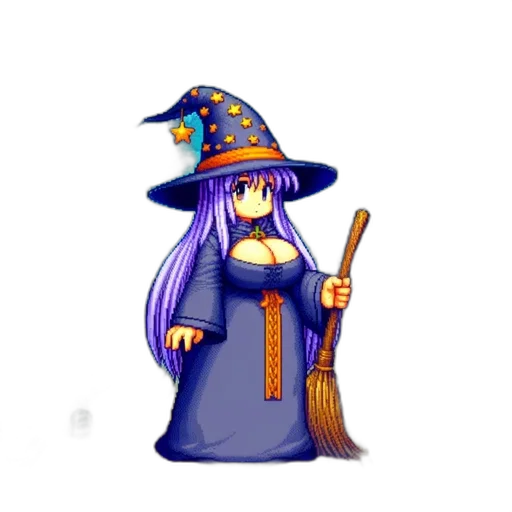 staff, hat, dress, weapon transparent PNG cut-out