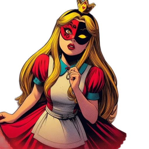 crown, mask, dress, comic book art transparent PNG cut-out