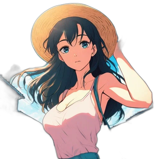hat, dress, umbrella, staff transparent PNG cut-out