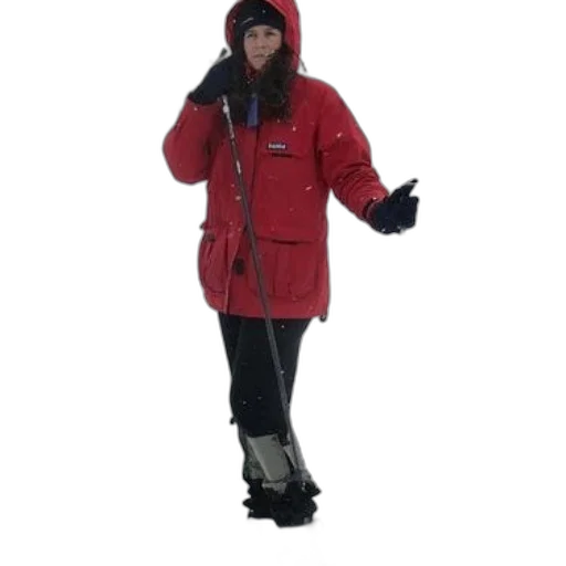 jacket, staff, snow, woman transparent PNG cut-out