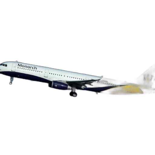3d render, monarch, airlines, airplane transparent PNG cut-out