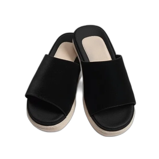 shoes, slippers, women, black transparent PNG cut-out