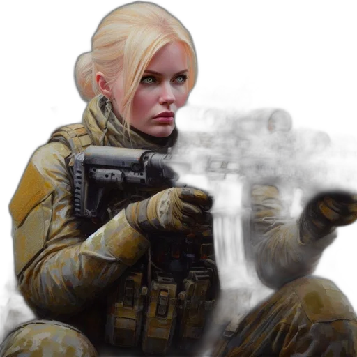 weapon, jacket, face, concept art transparent PNG cut-out