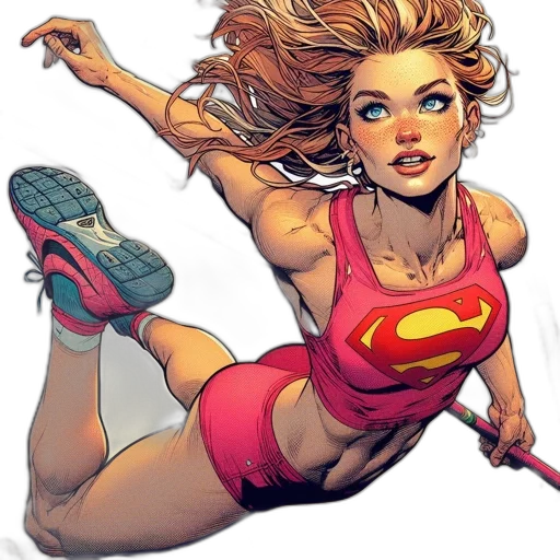 comic book art, concept art, cartoon, supergirl transparent PNG cut-out