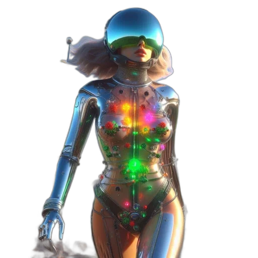 robot, dress, jewelry, staff transparent PNG cut-out