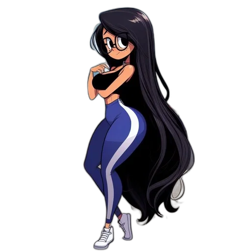 dress, hair, staff, cartoon transparent PNG cut-out