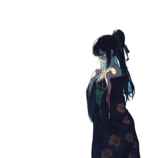 dress, staff, hair, weapon transparent PNG cut-out