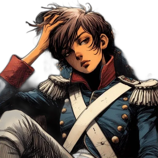 jacket, staff, sword, comic book art transparent PNG cut-out