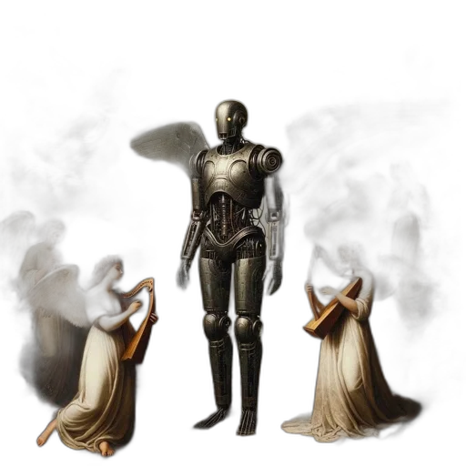 robot, concept art, fantasy art, 3d render transparent PNG cut-out