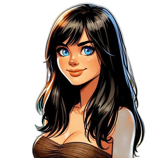 dress, comic book art, cartoon, fantasy art transparent PNG cut-out