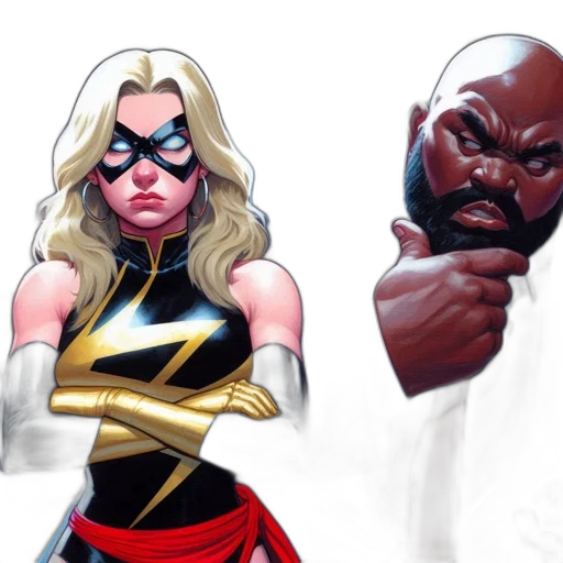comic book art, concept art, two, contrasting transparent PNG cut-out