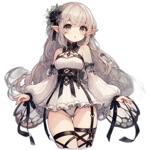 dress, staff, flower, dragon transparent PNG cut-out